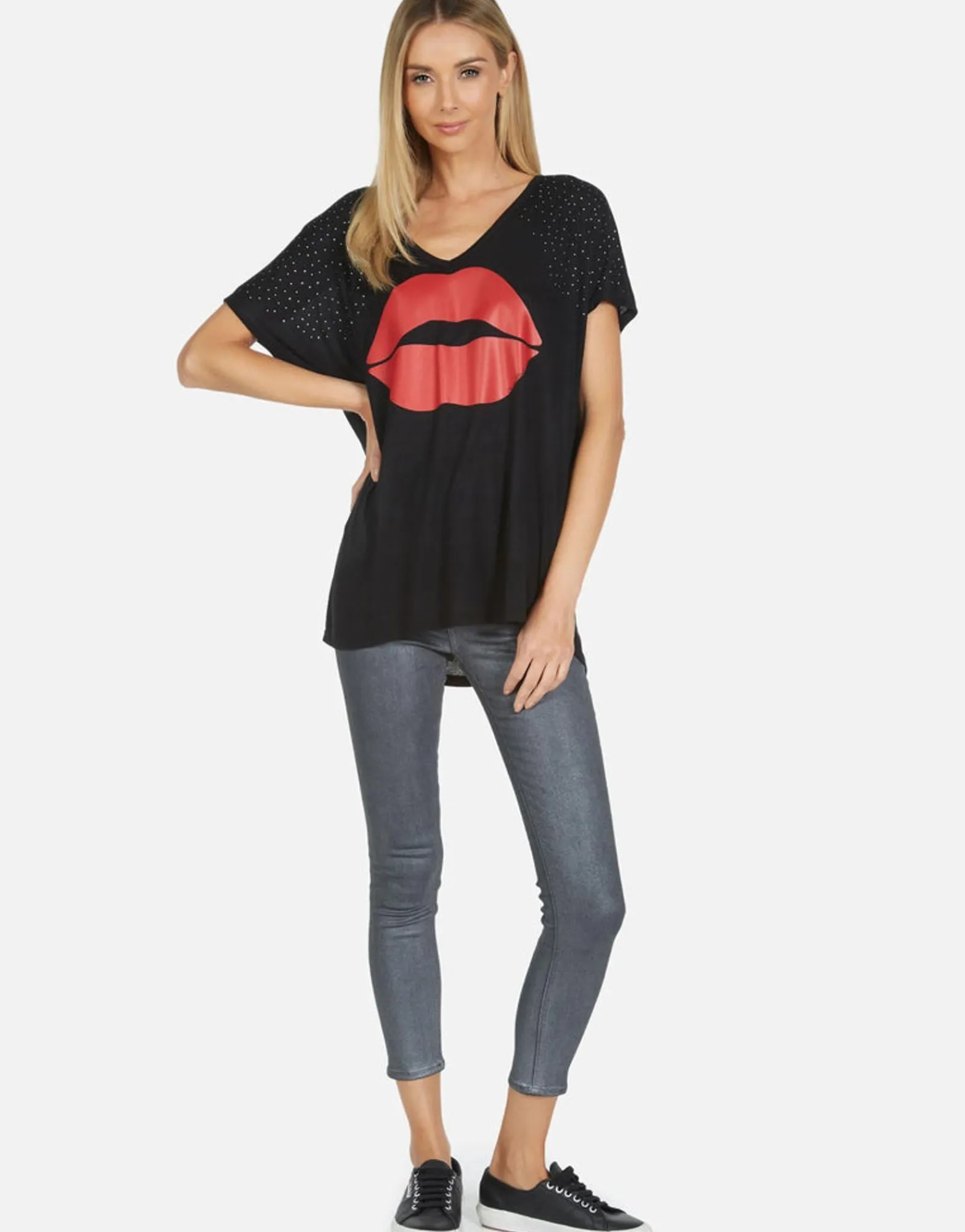 Fashion April Red Kiss Women Short Sleeve