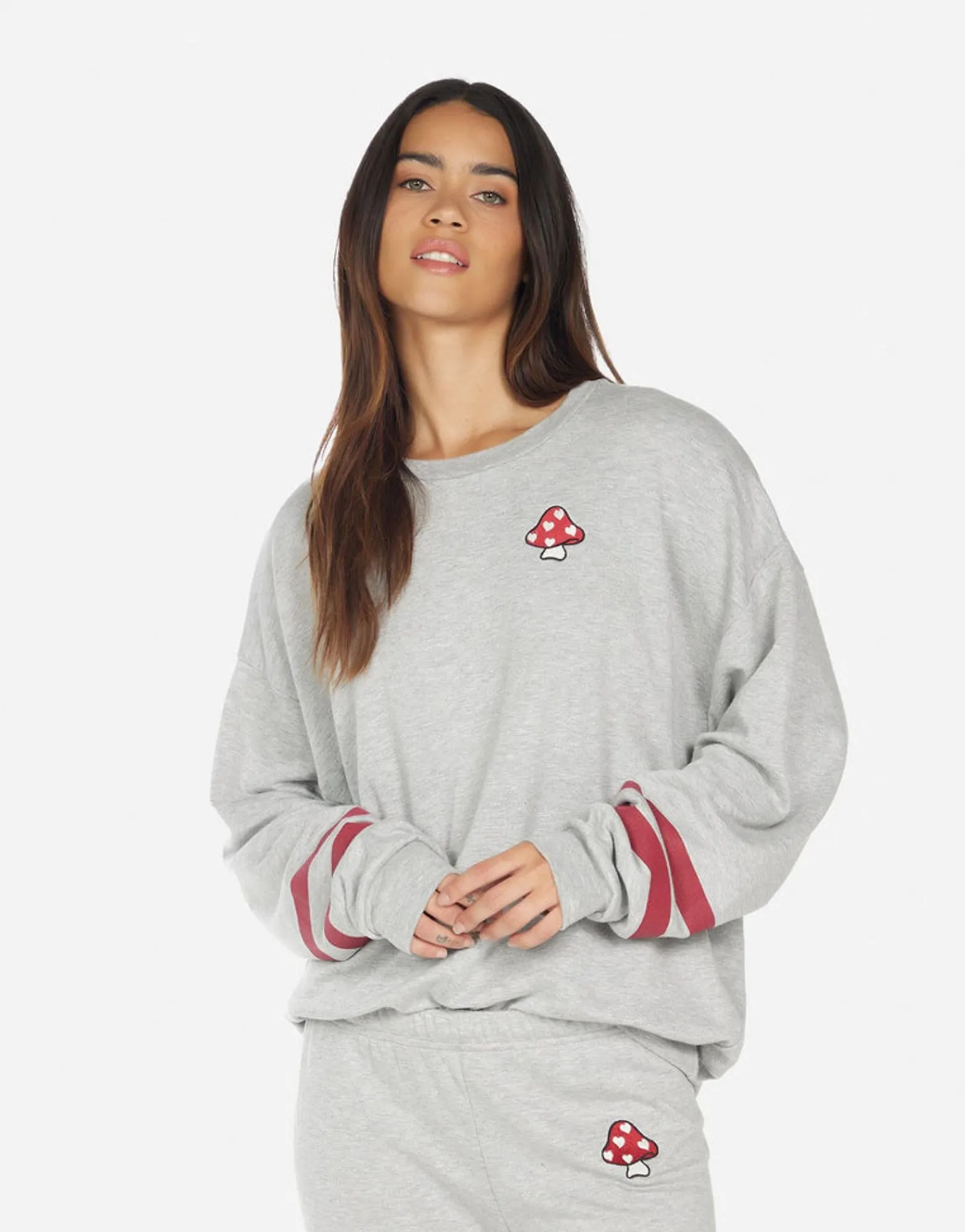Fashion Babbs Mushroom Happyface Women Long Sleeve