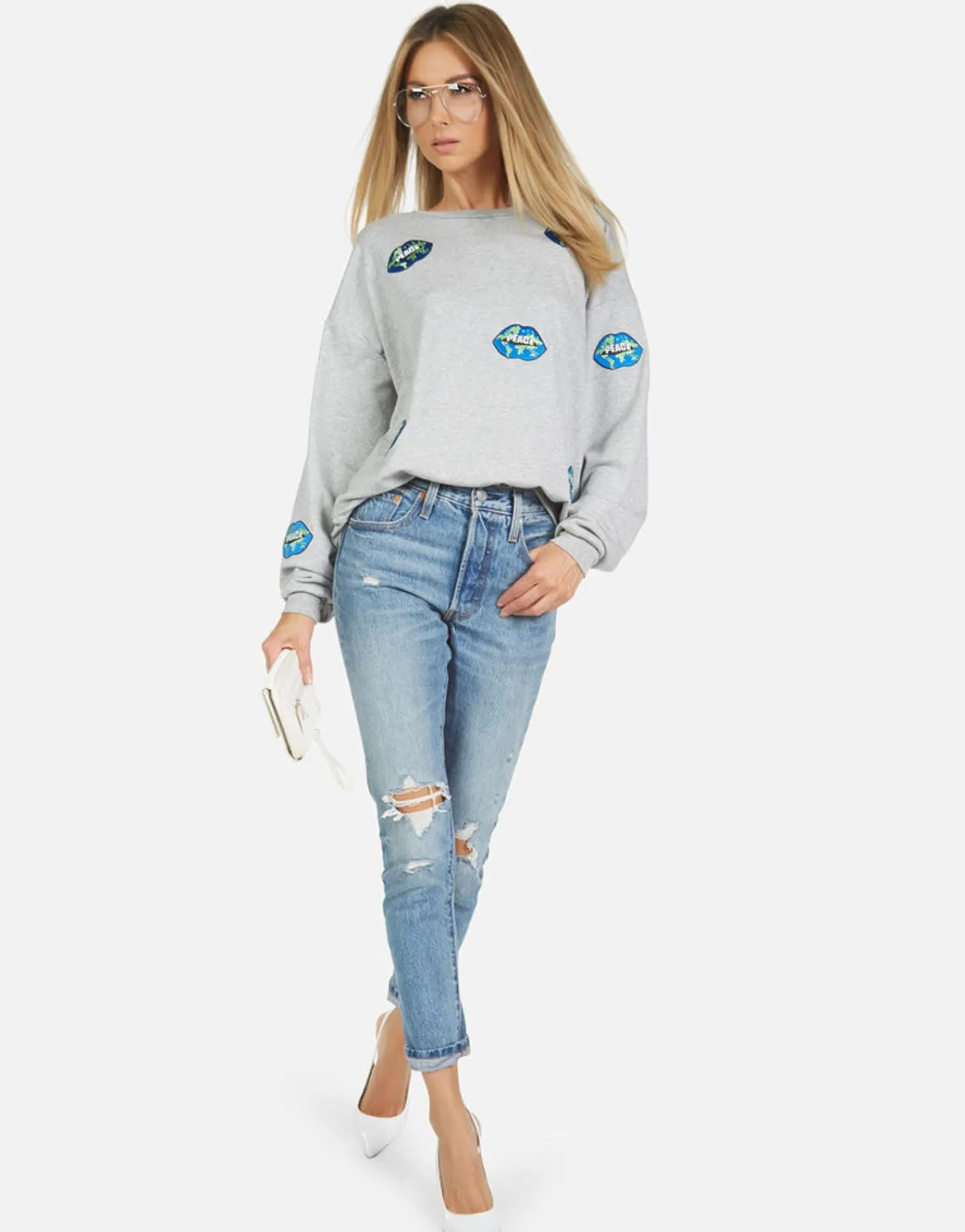 Cheap Babbs World Peace Lips Women Long Sleeve