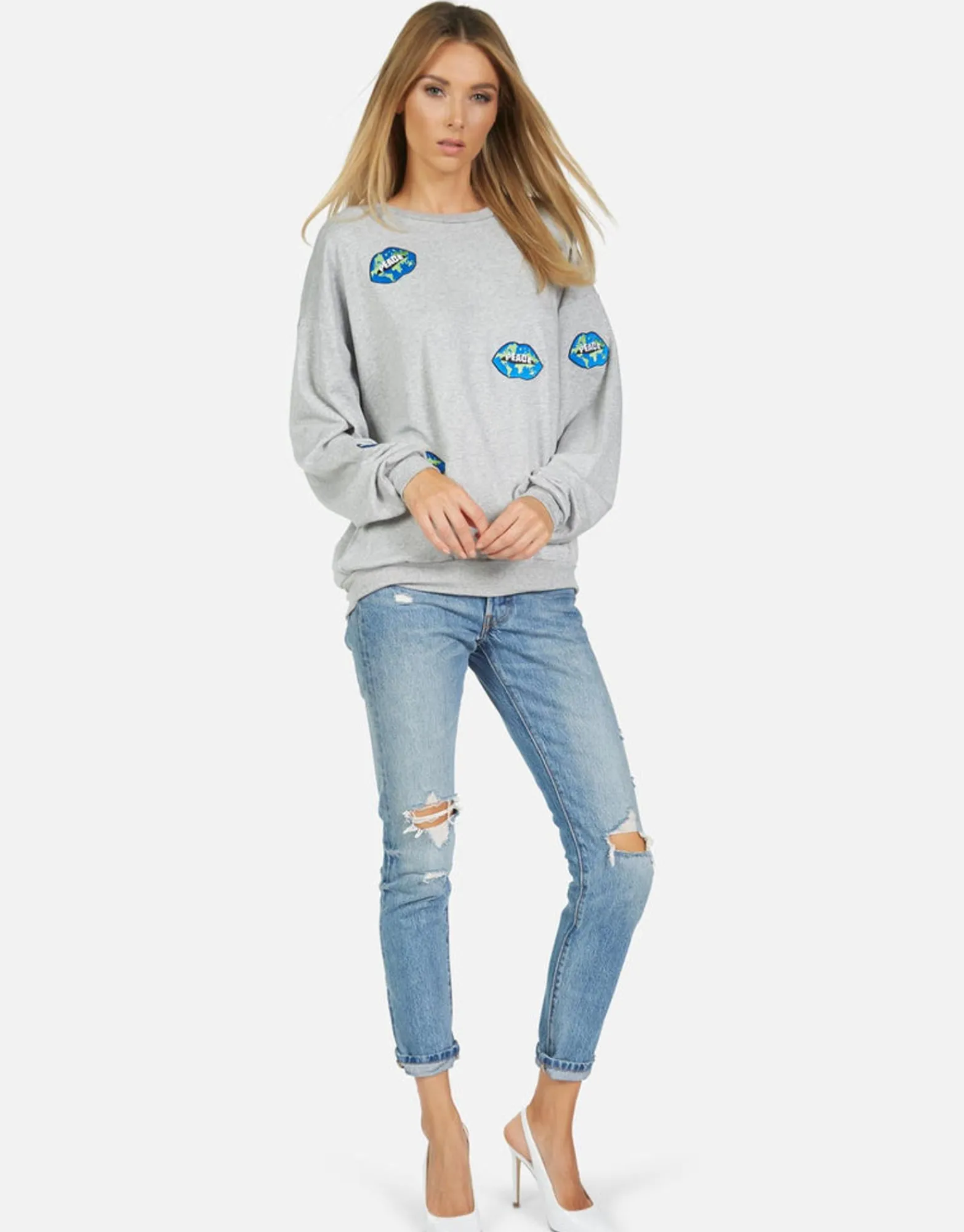 Cheap Babbs World Peace Lips Women Long Sleeve
