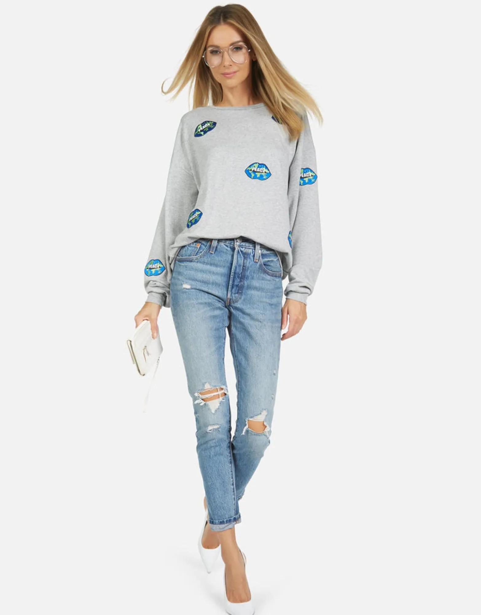 Cheap Babbs World Peace Lips Women Long Sleeve