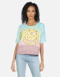 Discount Barbie Text Happy Face Women Short Sleeve