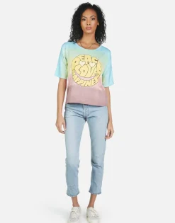 Discount Barbie Text Happy Face Women Short Sleeve