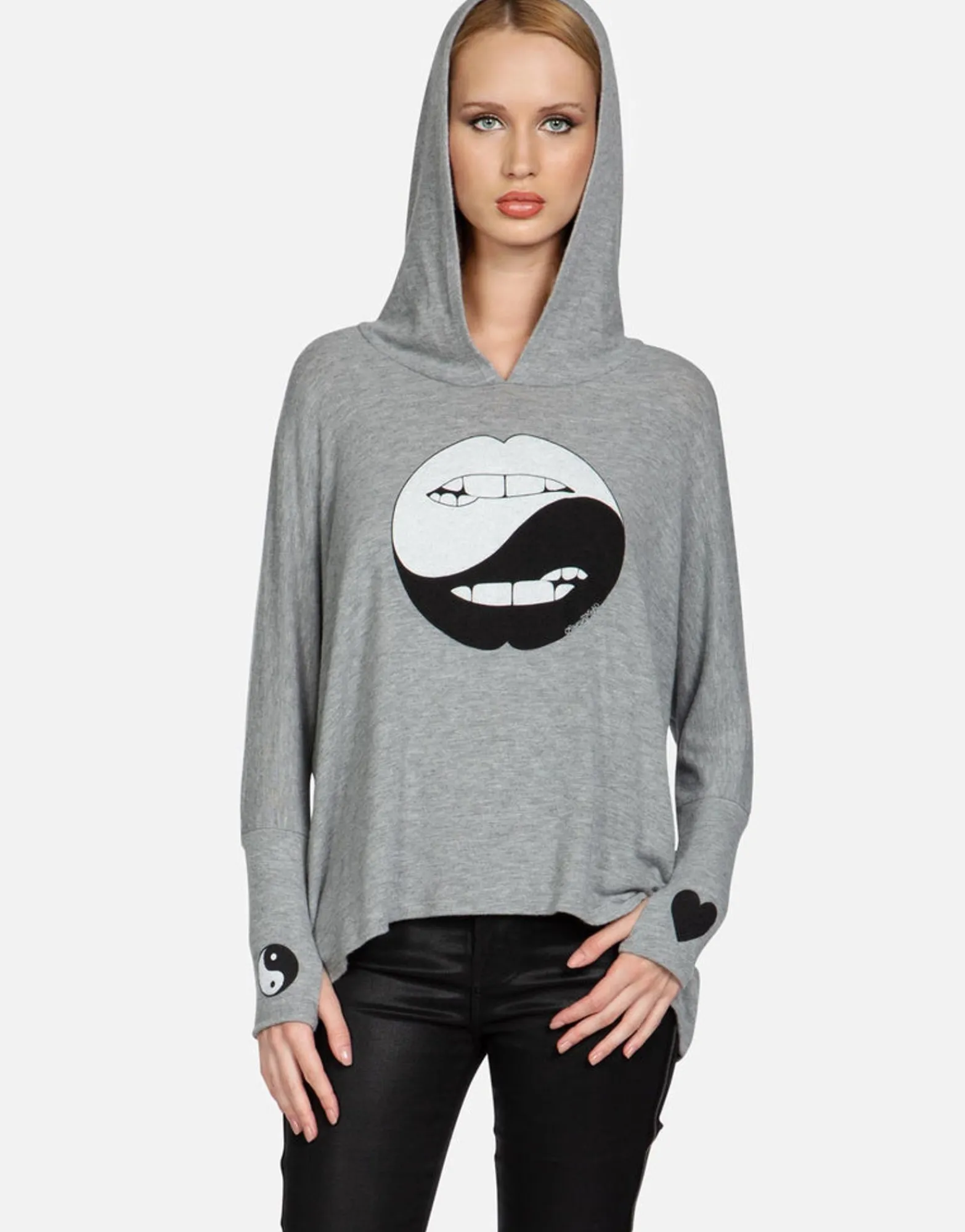 Store Biting Lip Yin Yang Oversized Pullover W/ Hood | Wilma By Women Hoodies
