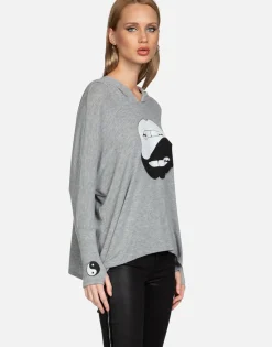 Store Biting Lip Yin Yang Oversized Pullover W/ Hood | Wilma By Women Hoodies