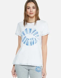 Flash Sale Blue Ombre Lip S/S Tee W/ Contrast Stitching | Aviana By Women Short Sleeve