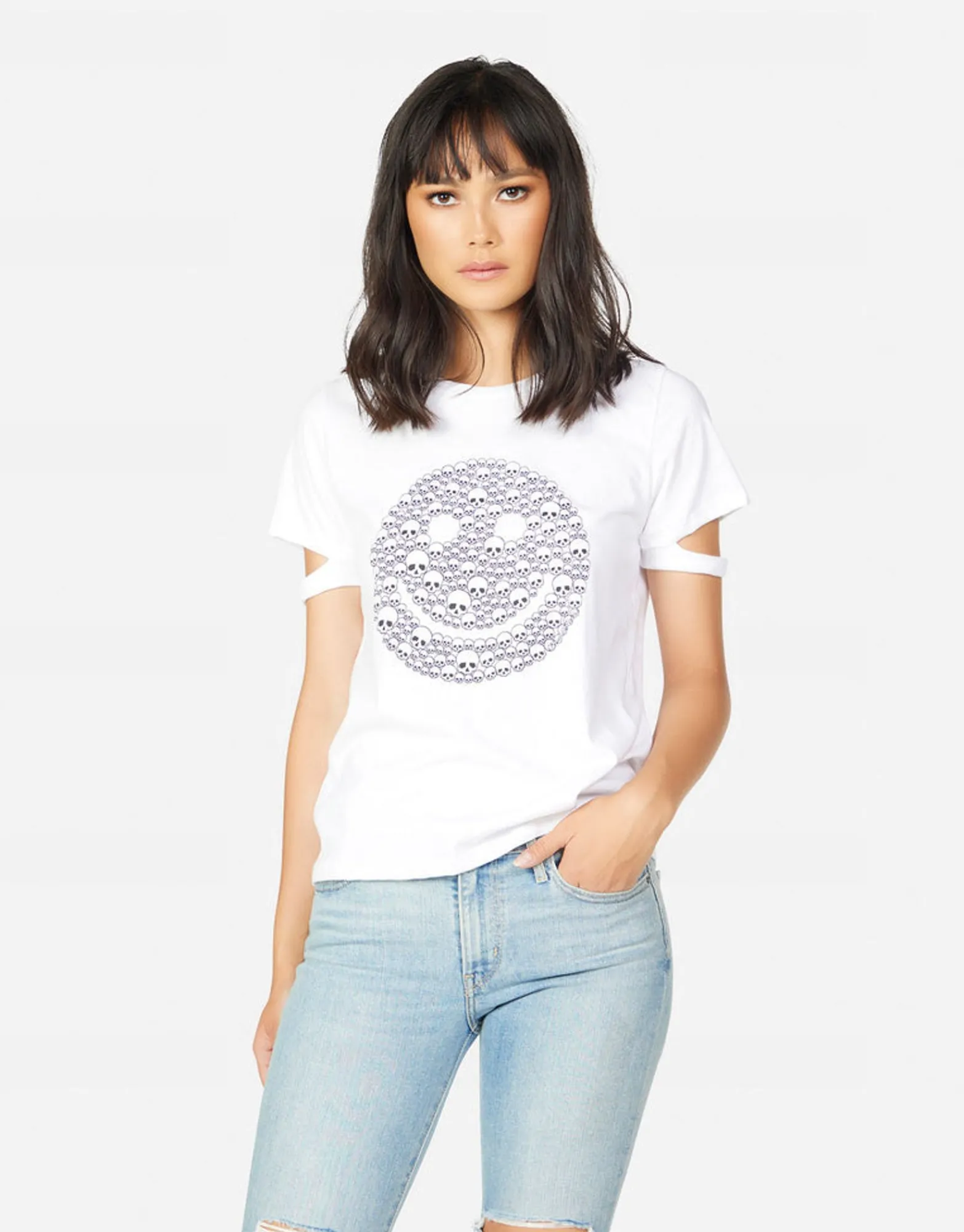 Fashion Bri Happy Skulls Women Short Sleeve