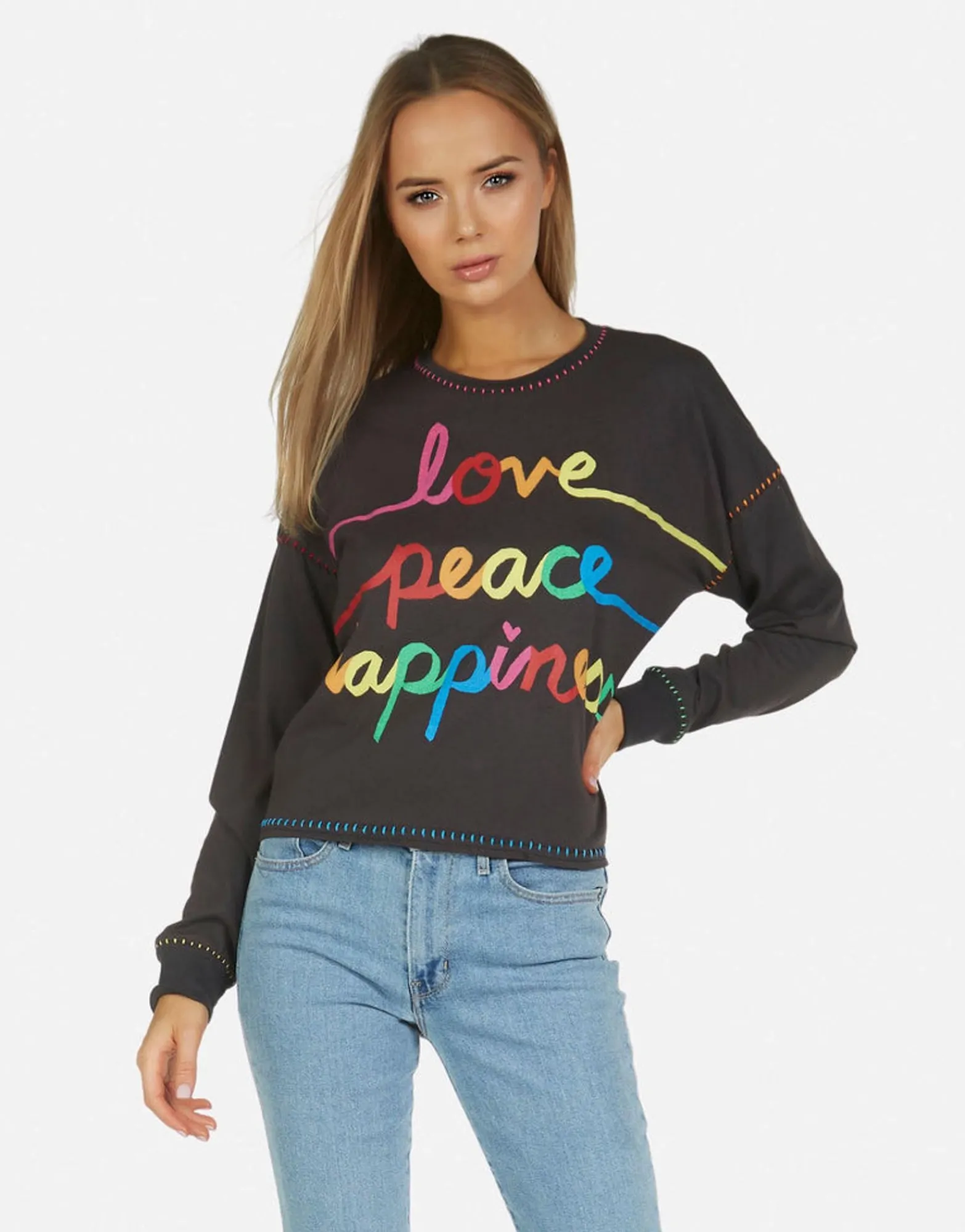 Shop Brita Love Peace Happiness Women Long Sleeve