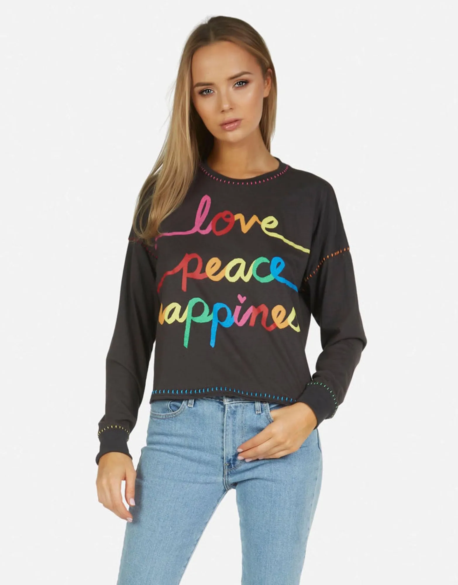 Shop Brita Love Peace Happiness Women Long Sleeve