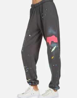 Discount Brush Peace Sweatpants In Onyx Paint Splatter | Tanzy By Women Long Sweatpants
