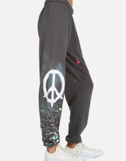 Discount Brush Peace Sweatpants In Onyx Paint Splatter | Tanzy By Women Long Sweatpants