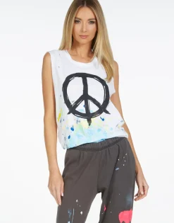 Best Brush Peace Women'S Tank In White | Kel By Women Tanks