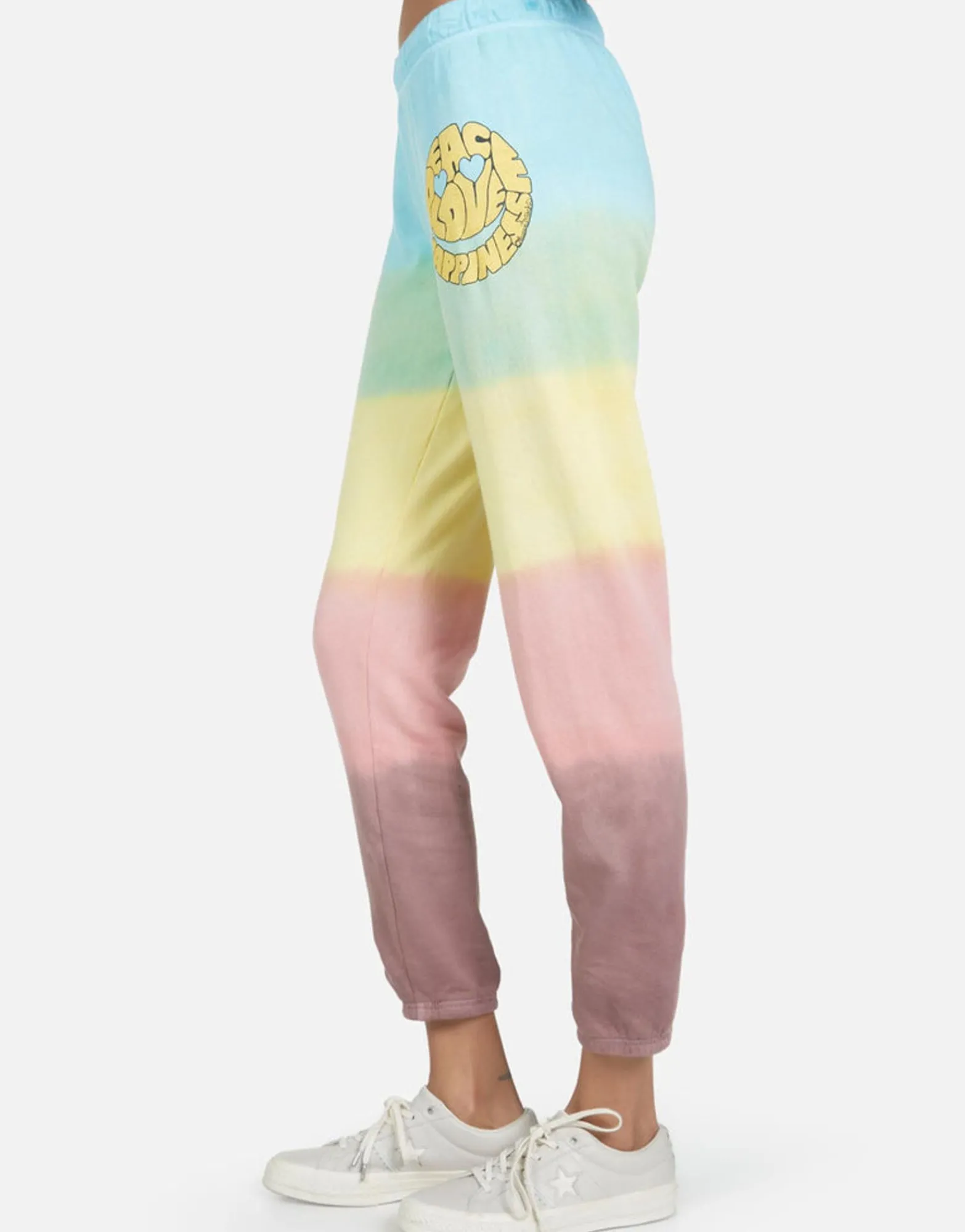 New Brynn Text Happy Face Women Long Sweatpants