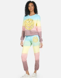 New Brynn Text Happy Face Women Long Sweatpants