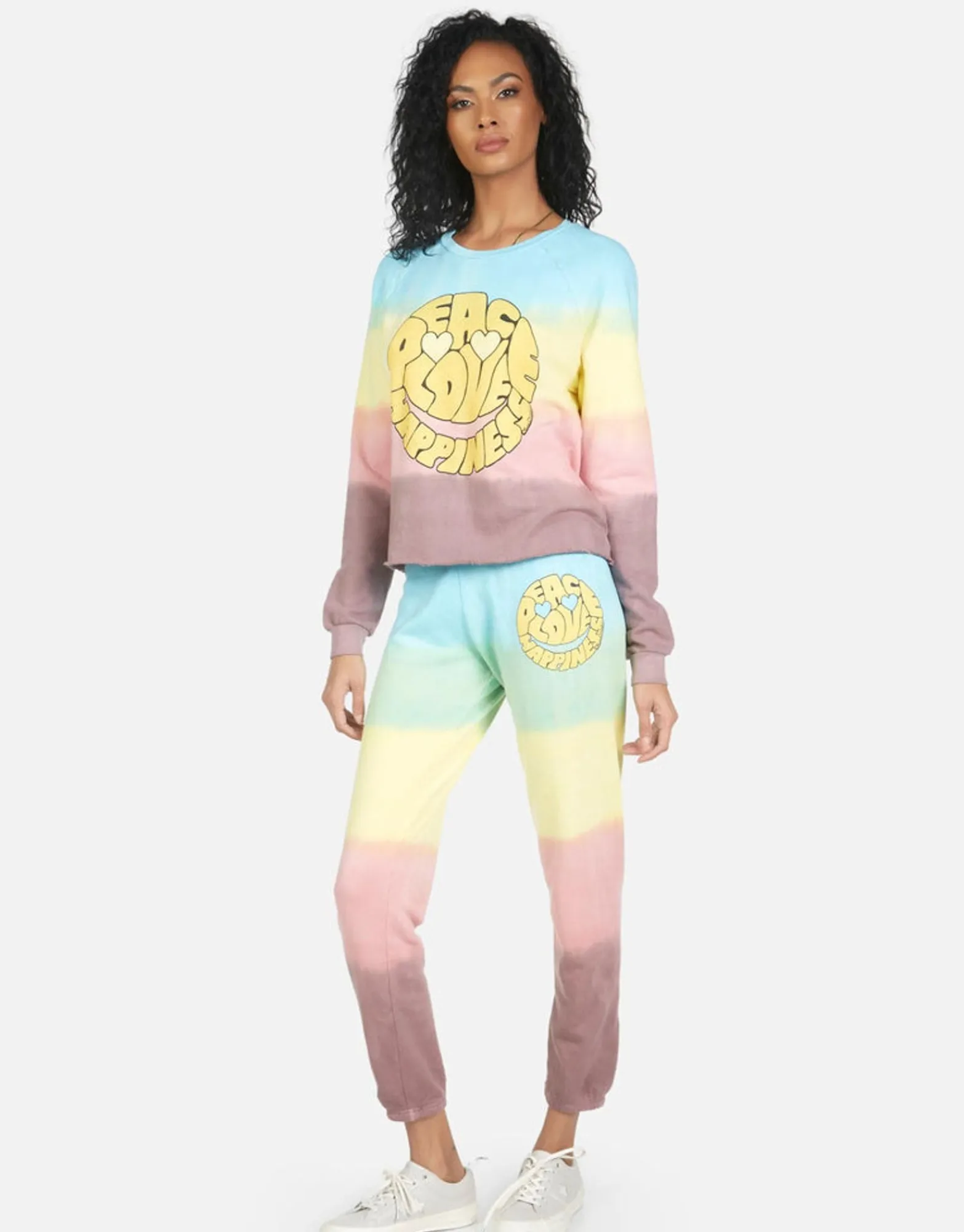 New Brynn Text Happy Face Women Long Sweatpants
