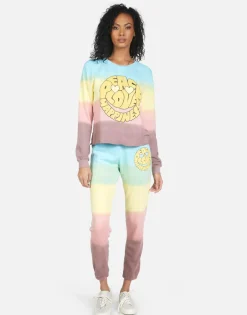 New Brynn Text Happy Face Women Long Sweatpants