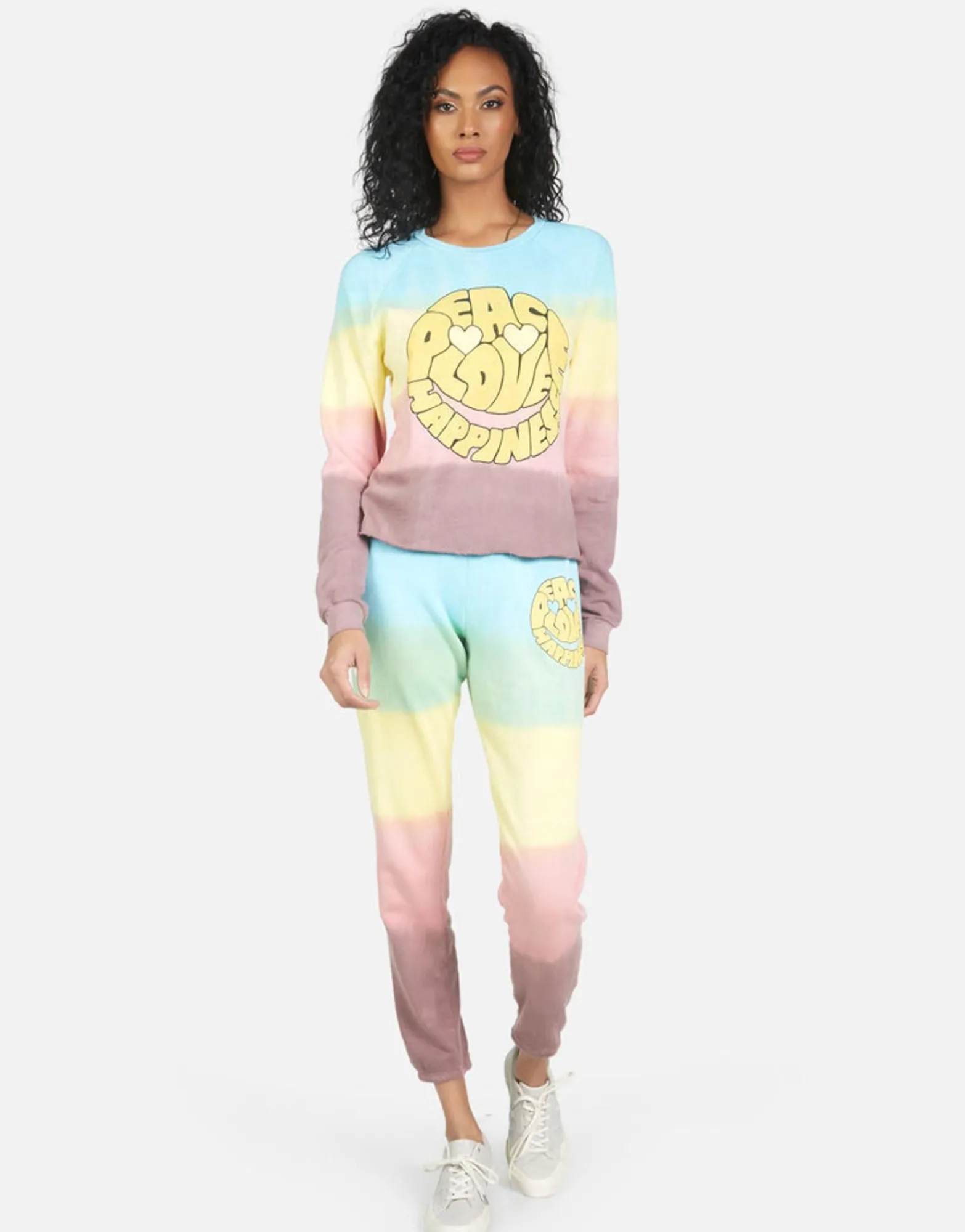 New Brynn Text Happy Face Women Long Sweatpants