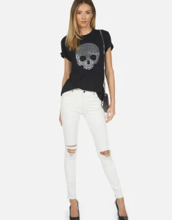 Cheap Capri Nailhead Skull Women Short Sleeve
