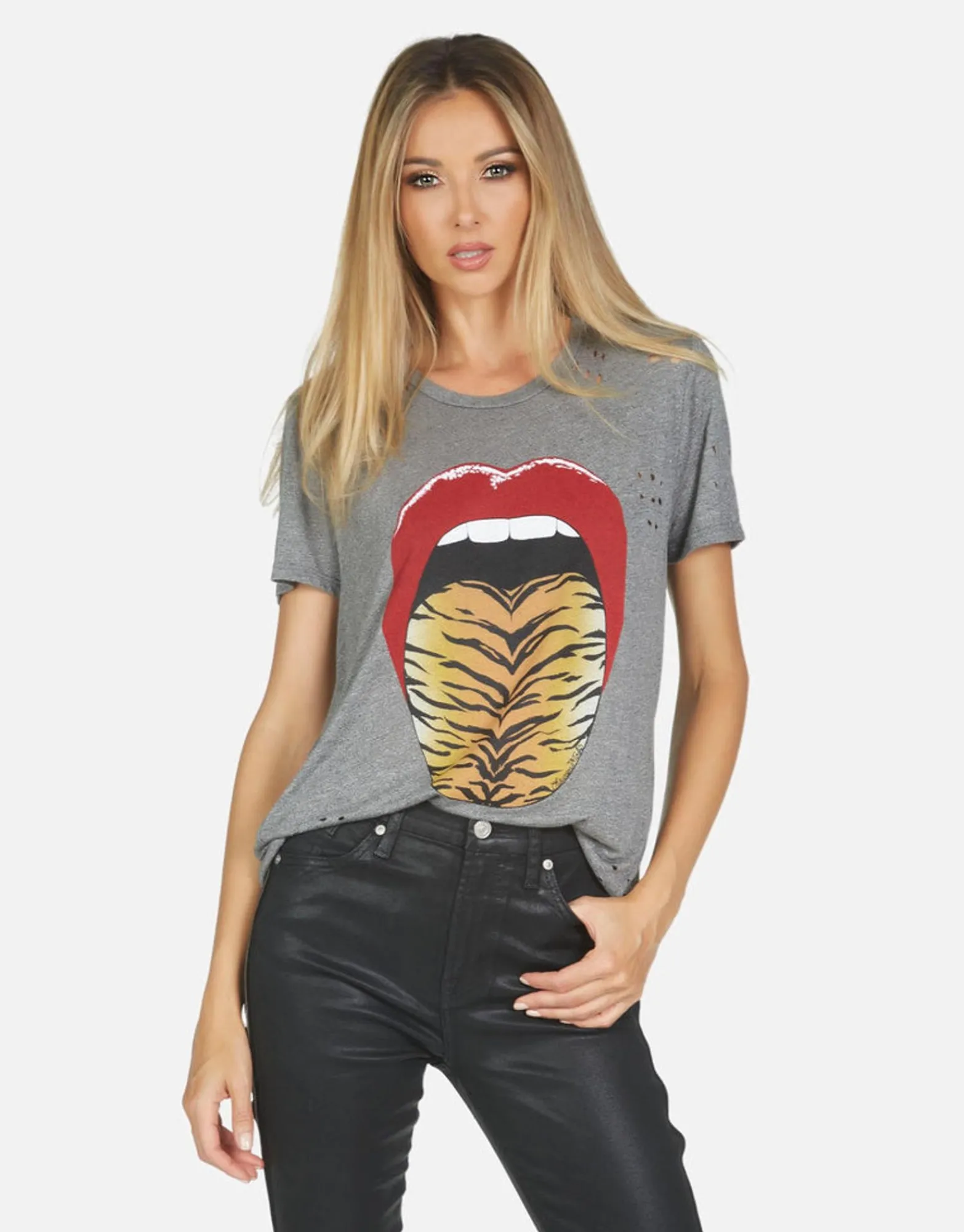 Fashion Capri Tiger Tongue Women Short Sleeve