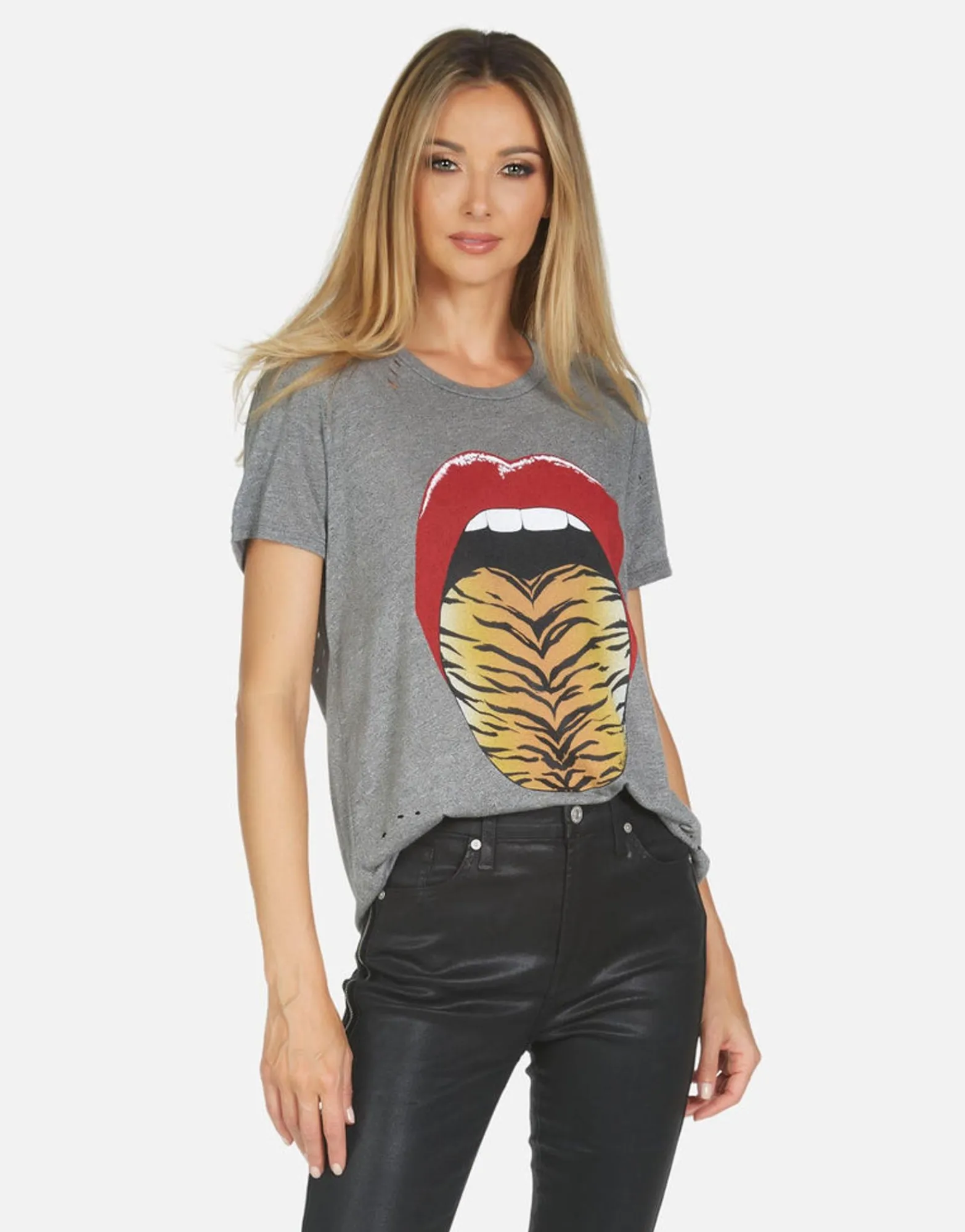 Fashion Capri Tiger Tongue Women Short Sleeve