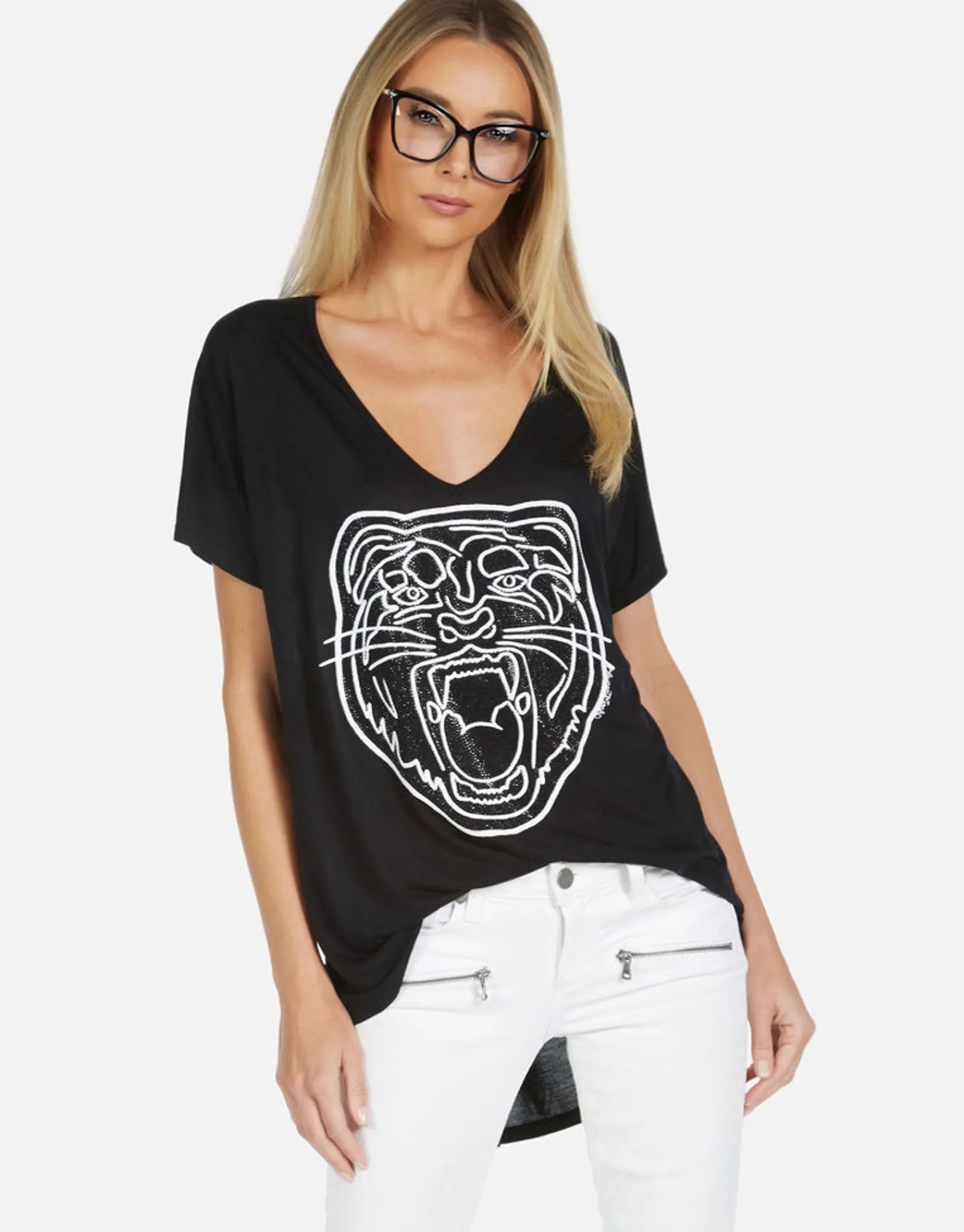Cheap Celine Crystal Tiger Head Women Short Sleeve
