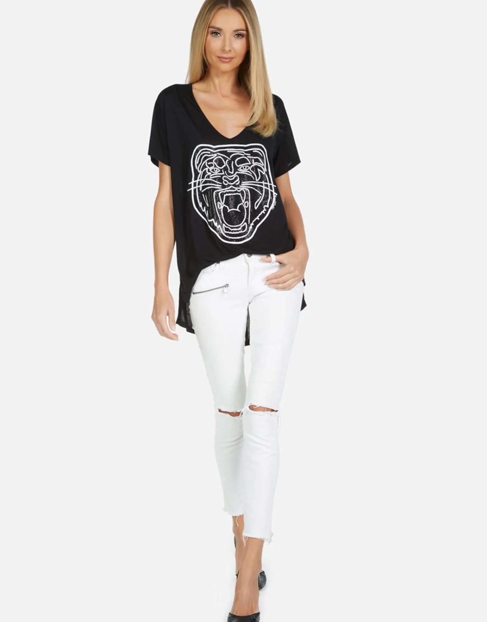 Cheap Celine Crystal Tiger Head Women Short Sleeve