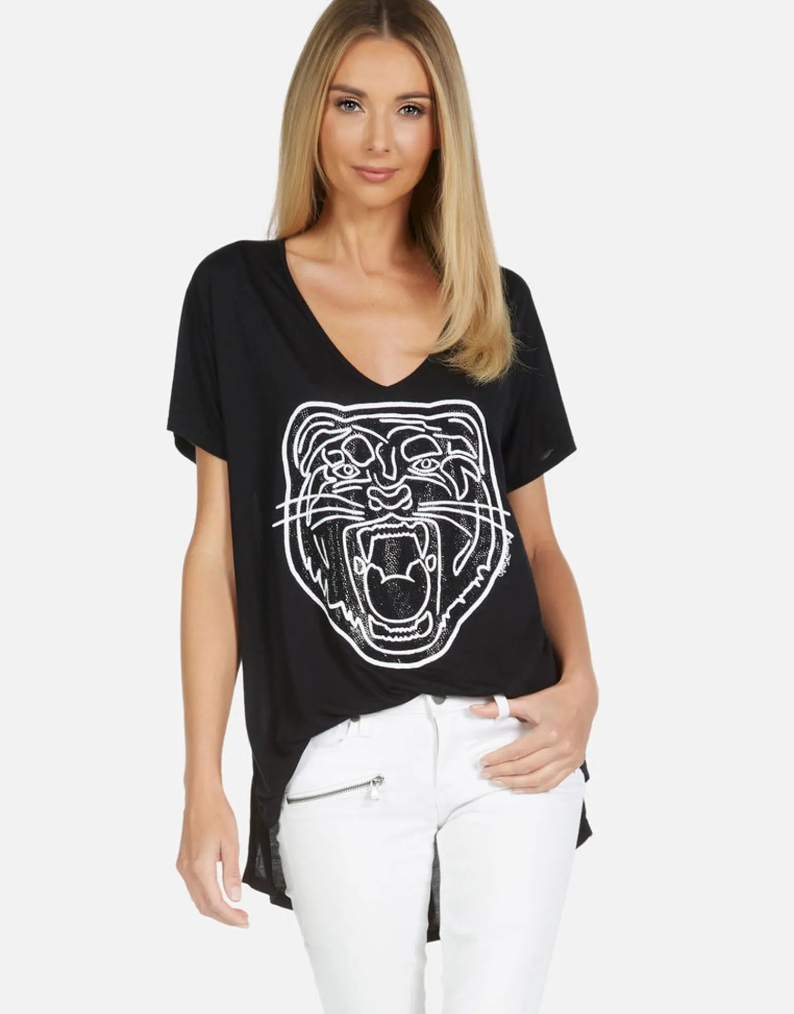 Cheap Celine Crystal Tiger Head Women Short Sleeve