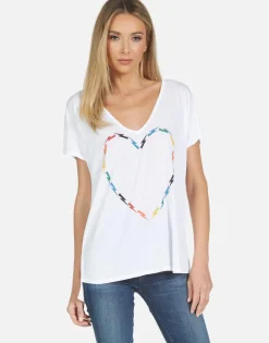 Cheap Celine Rainbow Electric Heart Women Short Sleeve