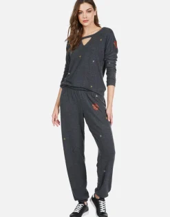 Best Sale Chain Heart Stars Long Pant In Black | Tanzy By Women Long Sweatpants
