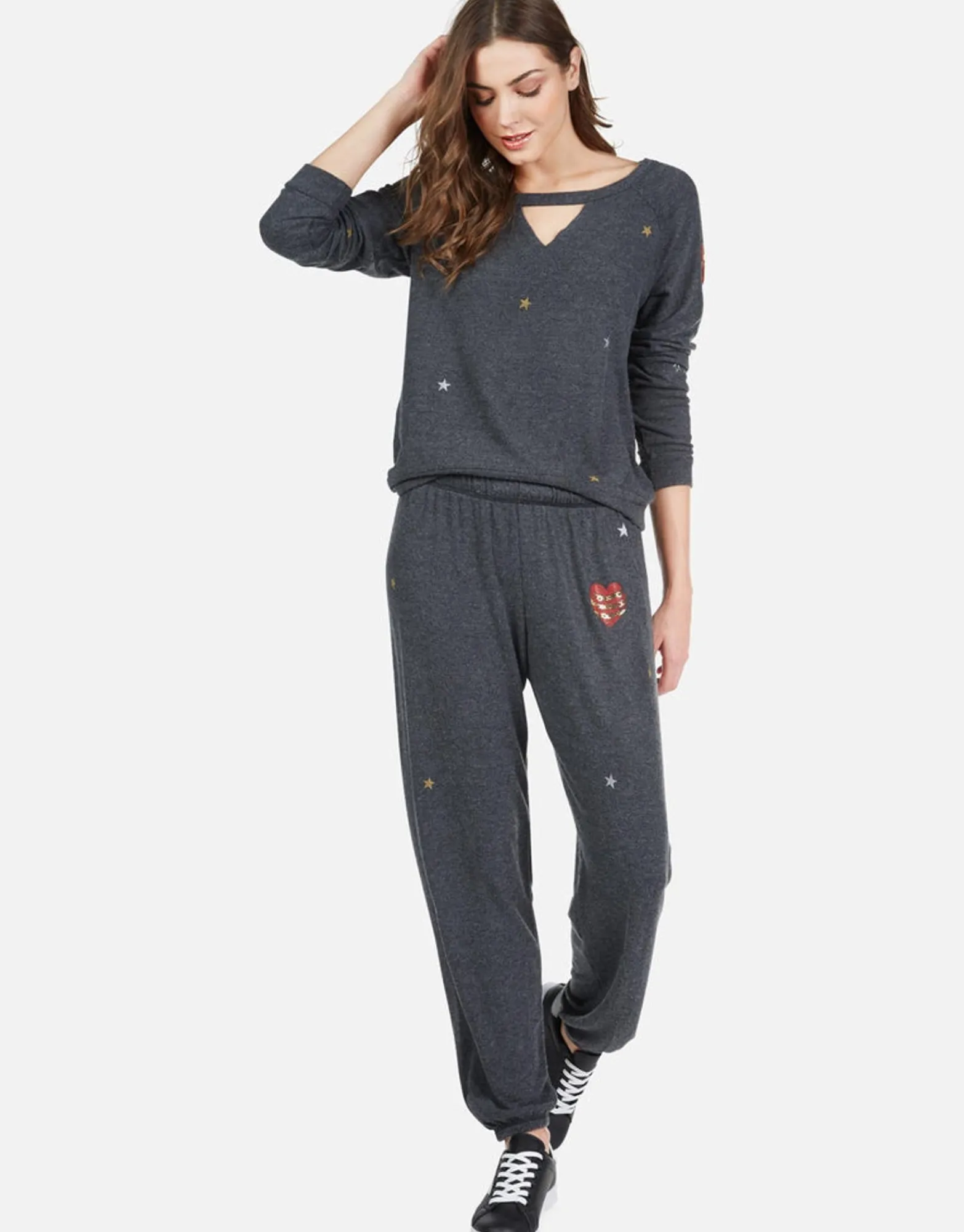 Best Sale Chain Heart Stars Long Pant In Black | Tanzy By Women Long Sweatpants