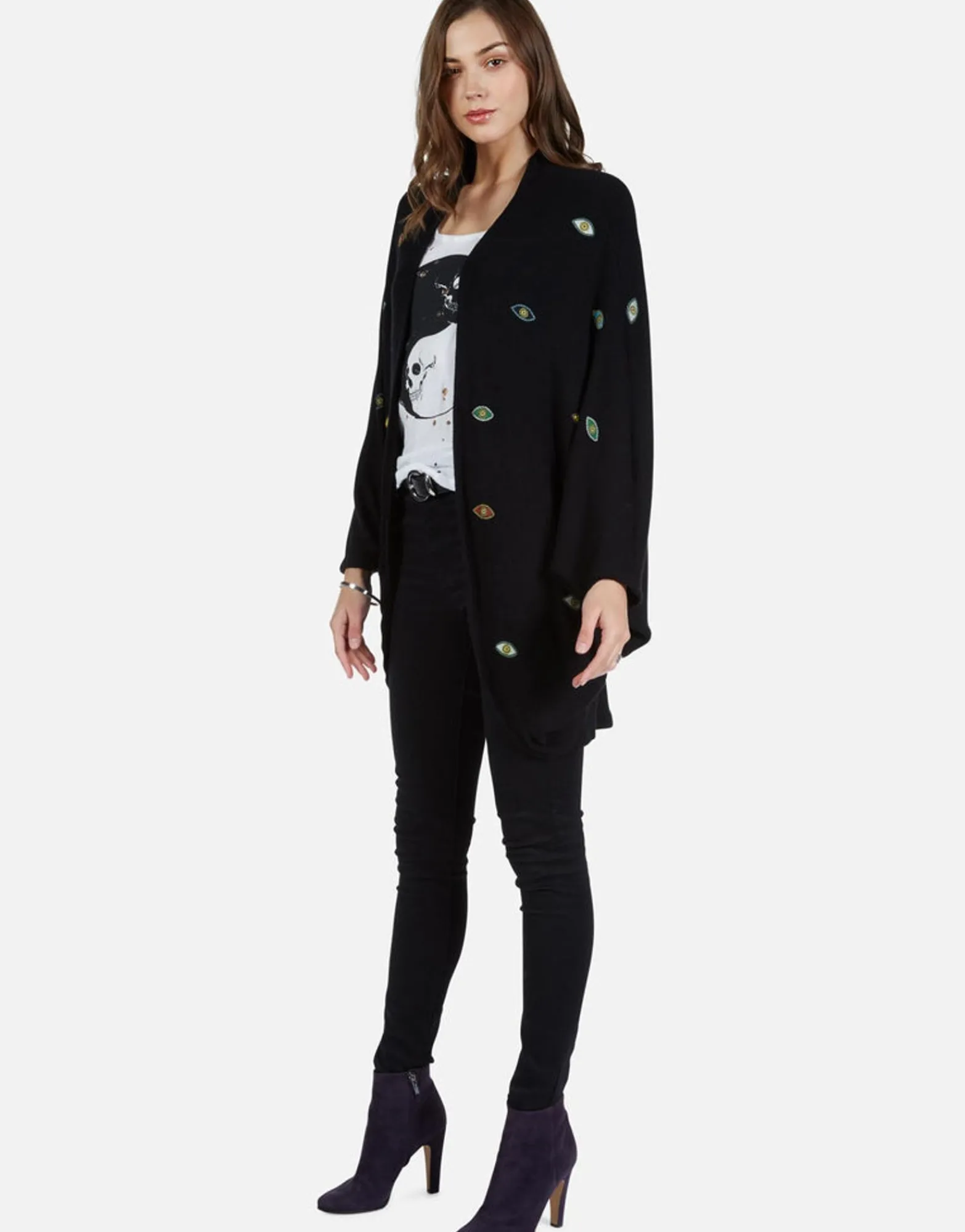 Fashion Color Bead Eyes Cardigan Wrap | Isla By Women Sweaters & Knits