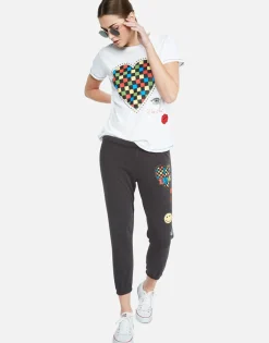 Flash Sale Color Checkered Heart S/S Tee W/ Studs | Aviana By Women Short Sleeve