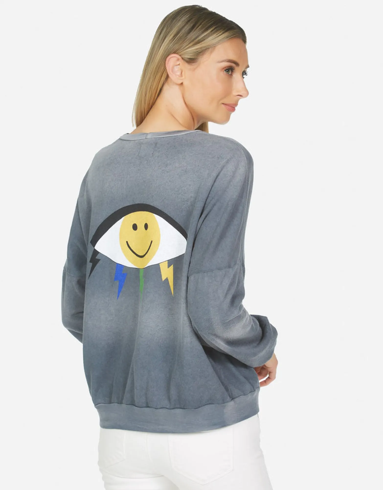 Cheap Color Punk Happy Eye Drop Shoulder Pullover | Sierra By Women Long Sleeve