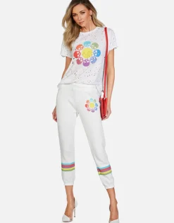 Cheap Color Skull Flower Crop Sweatpant | Alana By Women Crop Sweatpants