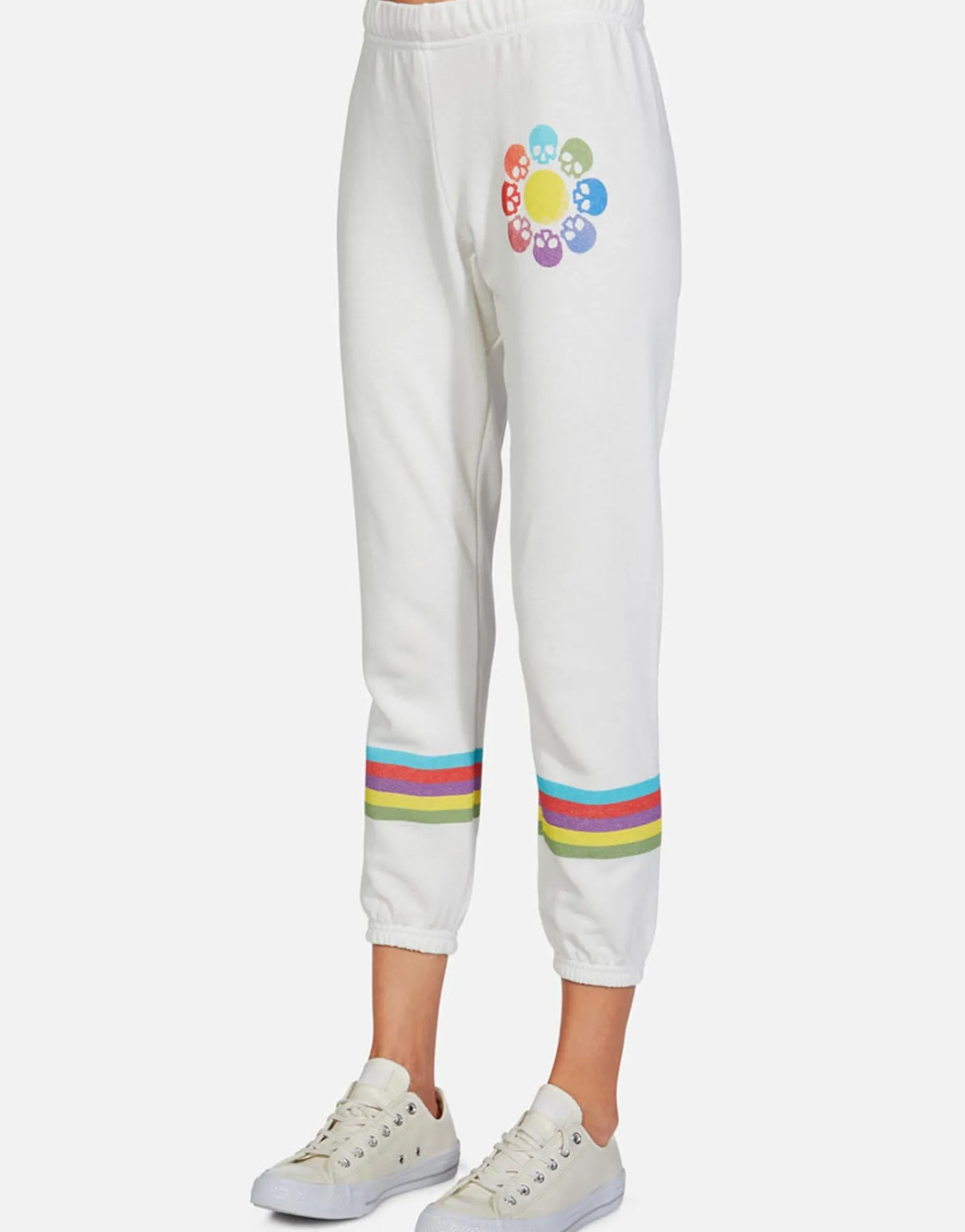 Cheap Color Skull Flower Crop Sweatpant | Alana By Women Crop Sweatpants