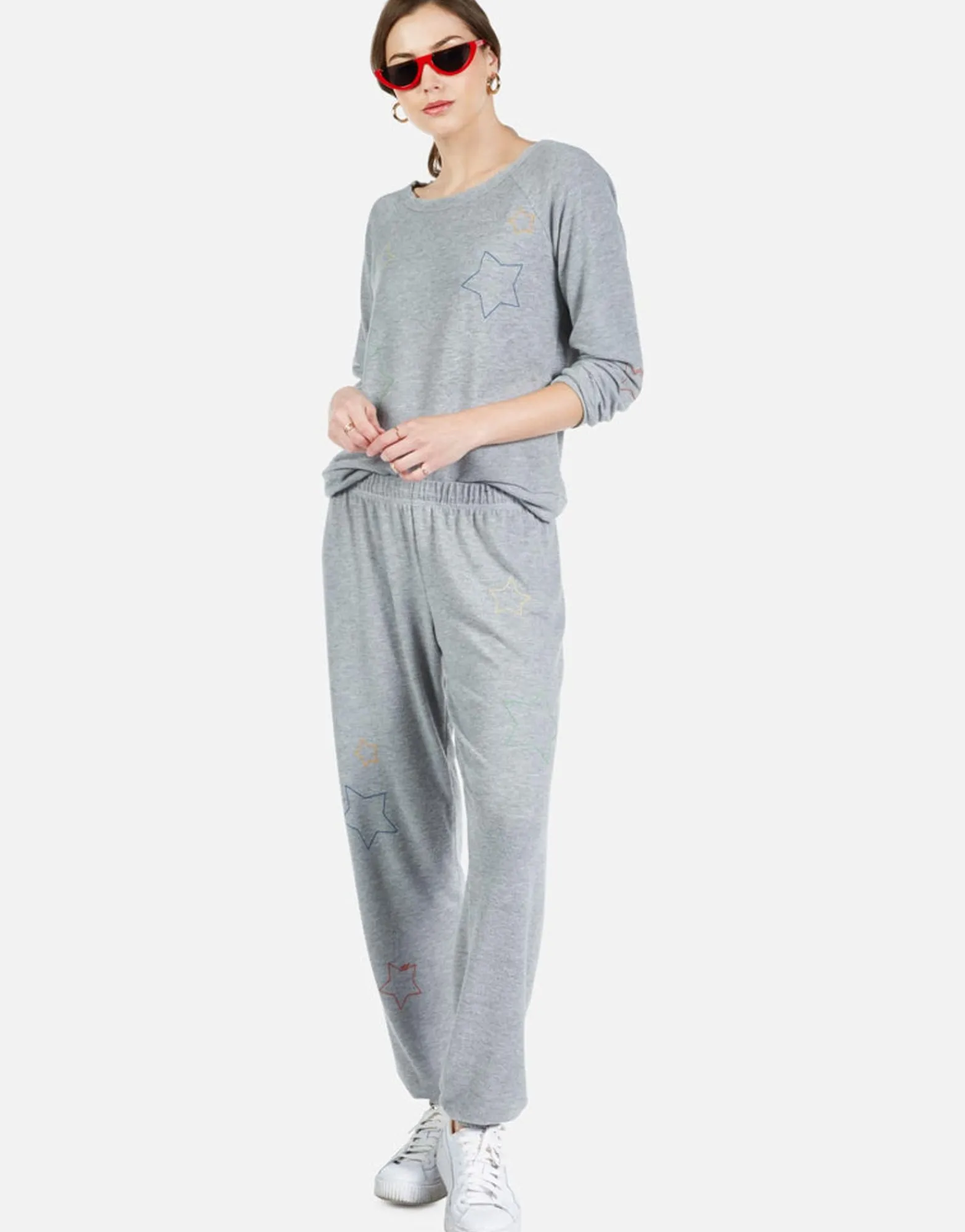 Cheap Color Star Outline Embroidery L/S Pullover | Brenna By Women Long Sleeve