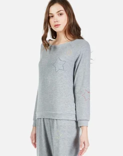 Cheap Color Star Outline Embroidery L/S Pullover | Brenna By Women Long Sleeve