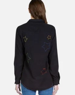 Cheap Color Stars Embroidered L/S Button Up Shirt | Sloane By Women Long Sleeve