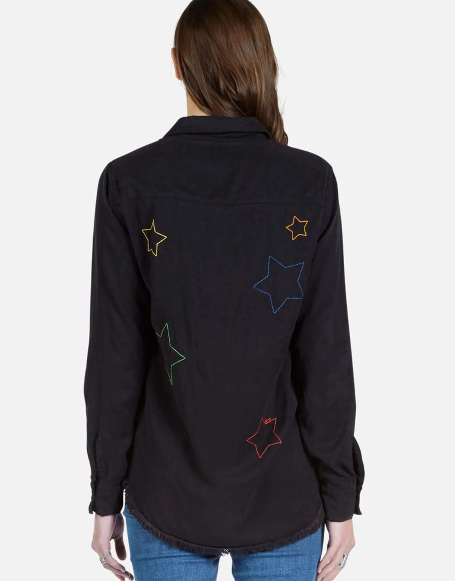 Cheap Color Stars Embroidered L/S Button Up Shirt | Sloane By Women Long Sleeve