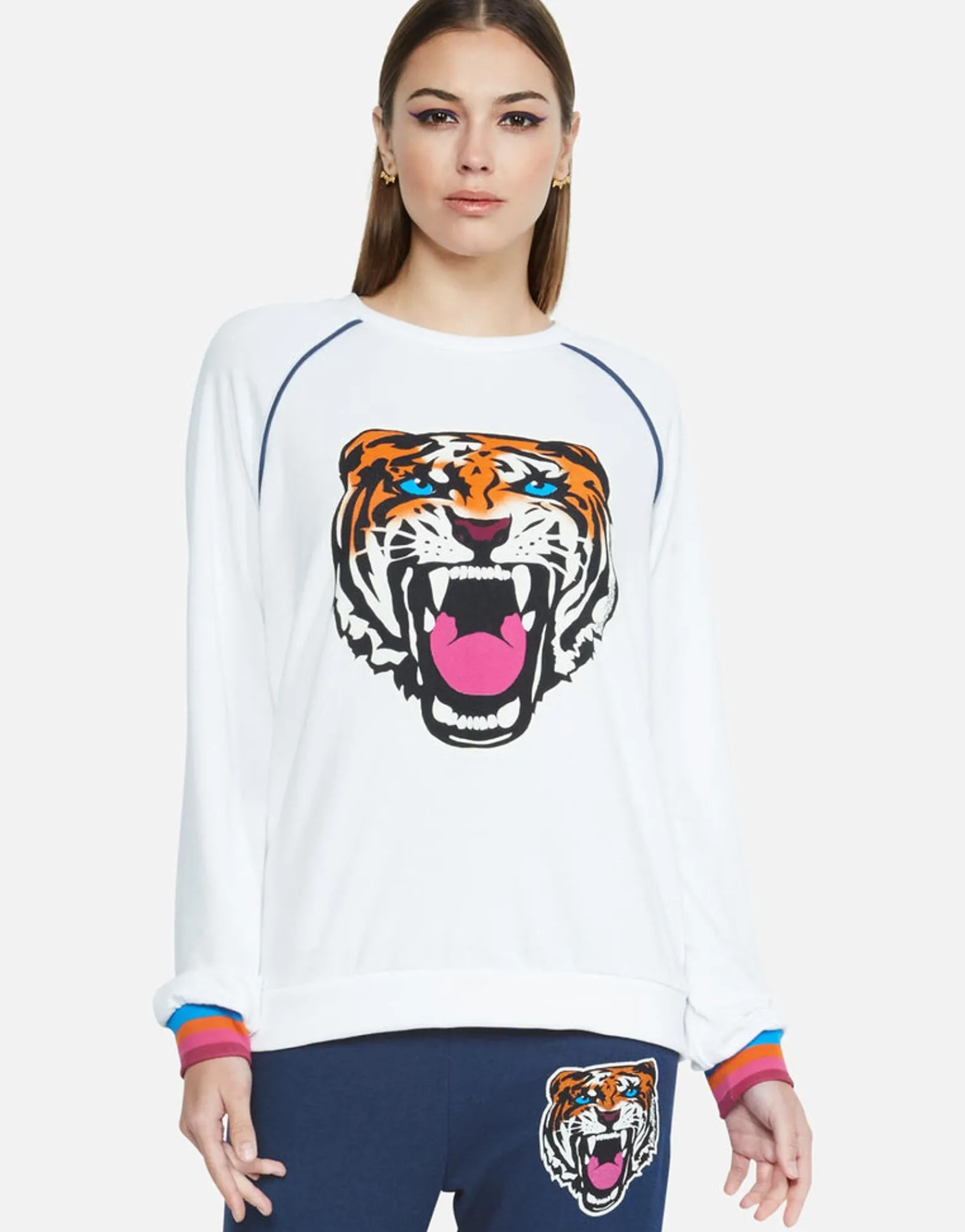 Cheap Color Varsity Tiger L/S Raglan Pullover | Lina By Women Long Sleeve