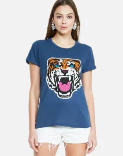 New Color Varsity Tiger Vintage Roll Up Sleeve Tee | Edda By Women Short Sleeve