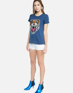 New Color Varsity Tiger Vintage Roll Up Sleeve Tee | Edda By Women Short Sleeve