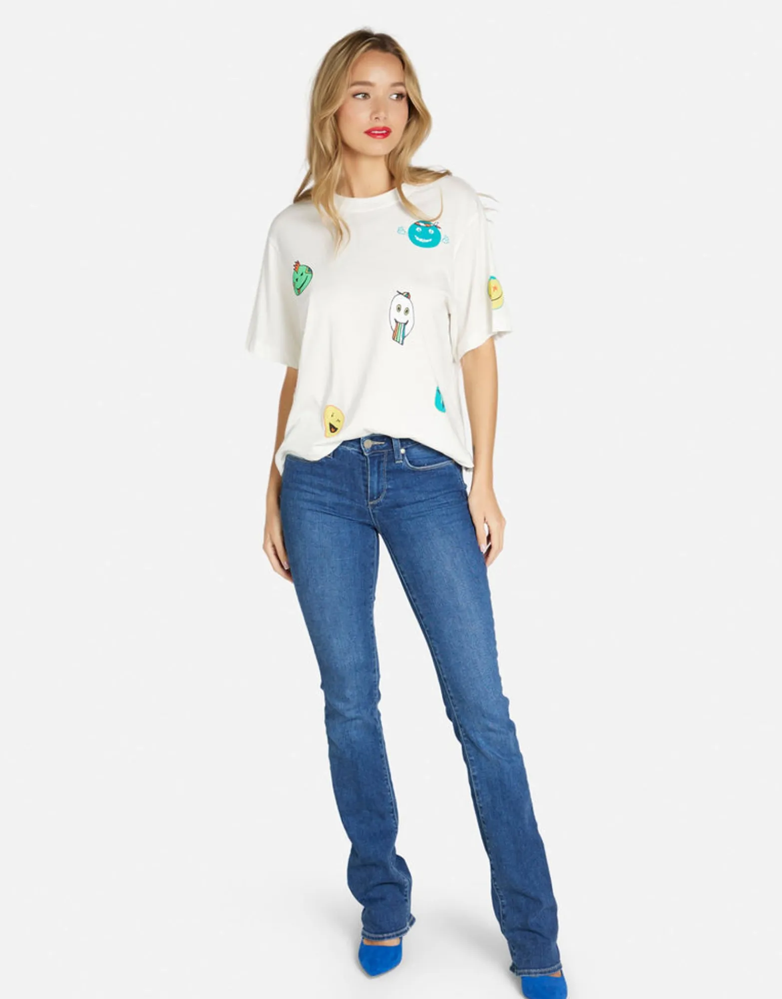 Discount Comic Emojis Boxy Crop Top In | Rue By Women Short Sleeve