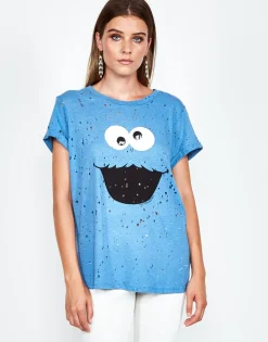 Shop Cookie Monster Vintage Rollup Sleeve Tee | Bess By Women Short Sleeve