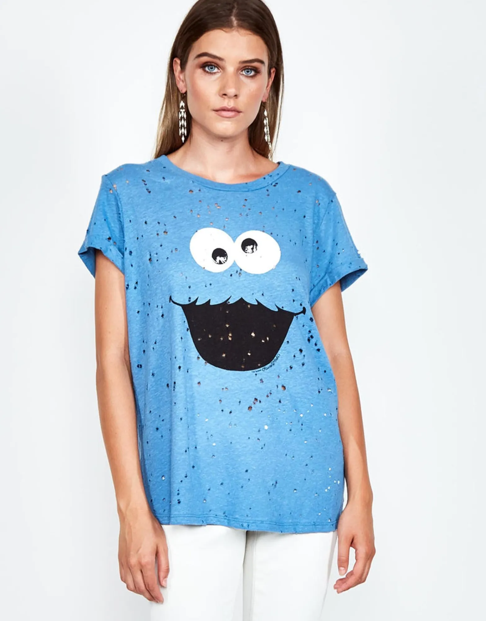 Shop Cookie Monster Vintage Rollup Sleeve Tee | Bess By Women Short Sleeve