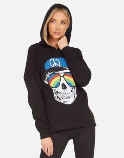 Online Corbin Rainbow Peace Skull Women Hoodies