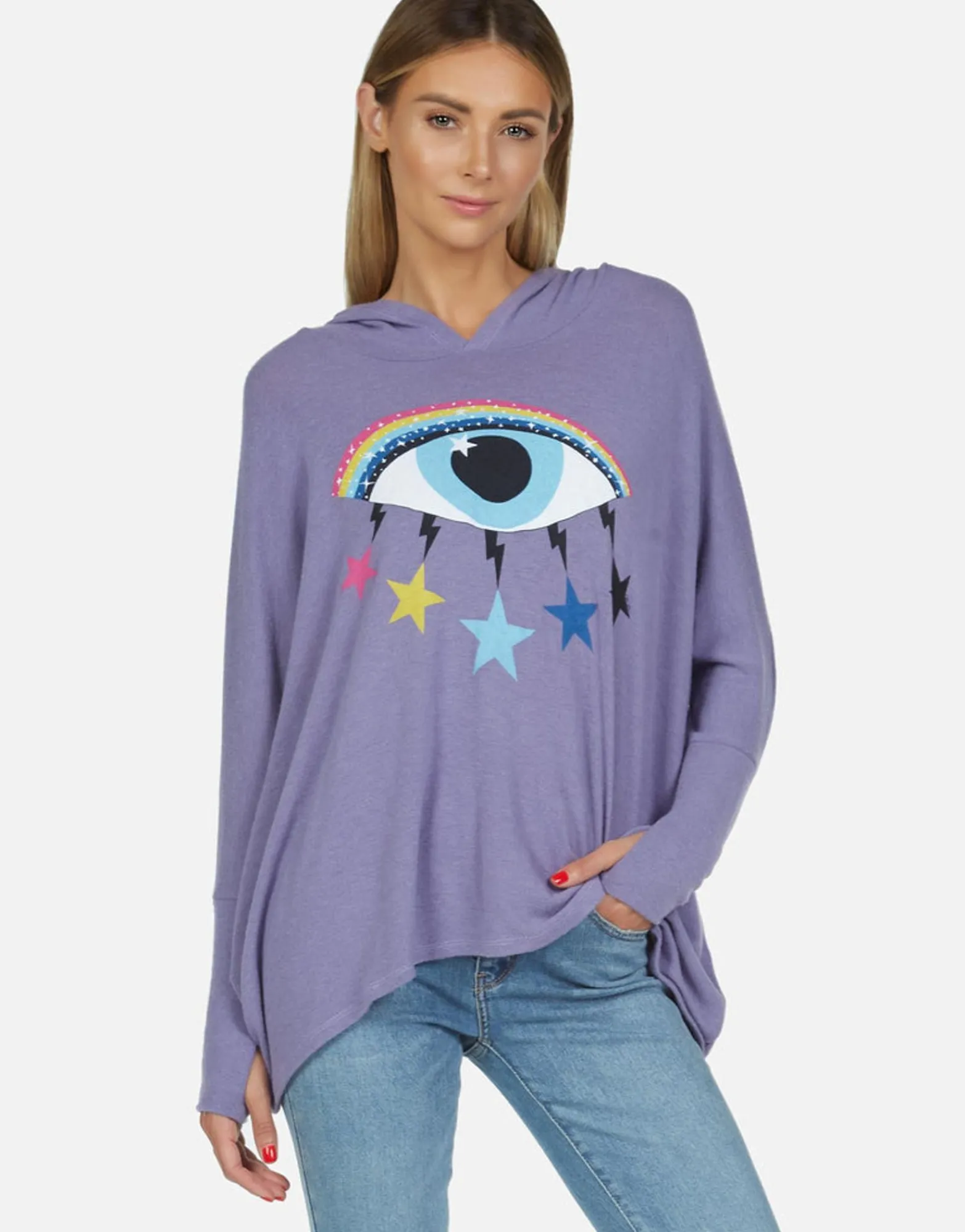 Flash Sale Cosmic Rainbow Eye Oversized Pullover Hoodie | Wilma By Women Hoodies