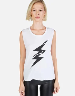 Sale Cracked Lightning Bolt Scoop Neck Tank | Kel By Women Tanks