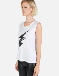 Sale Cracked Lightning Bolt Scoop Neck Tank | Kel By Women Tanks