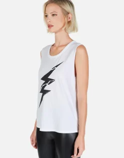 Sale Cracked Lightning Bolt Scoop Neck Tank | Kel By Women Tanks
